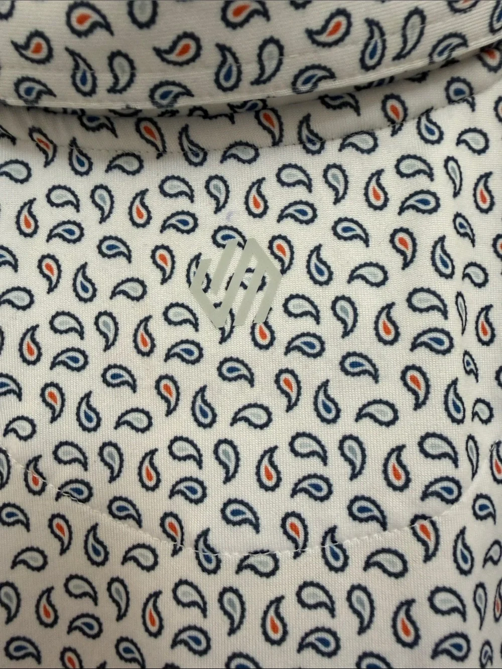 Johnston & Murphy White Polo with Navy Paisley Motif - Picture 4 of 6